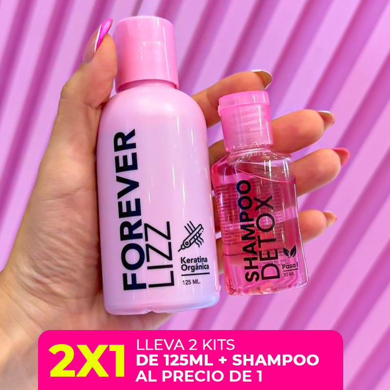 Forever Lizz – Kit de Keratina Vegana Sin Formol + Shampoo Detox | 125ml / 400ml / 1 Litro