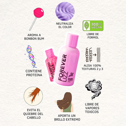 Forever Lizz – Kit de Keratina Vegana Sin Formol + Shampoo Detox | 125ml / 400ml / 1 Litro