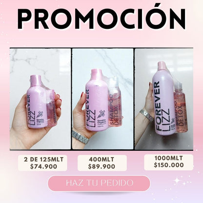 Forever Lizz – Kit de Keratina Vegana Sin Formol + Shampoo Detox | 125ml / 400ml / 1 Litro