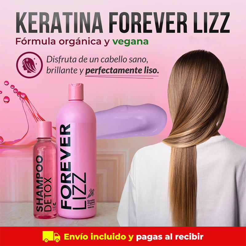 Forever Lizz – Kit de Keratina Vegana Sin Formol + Shampoo Detox | 125ml / 400ml / 1 Litro