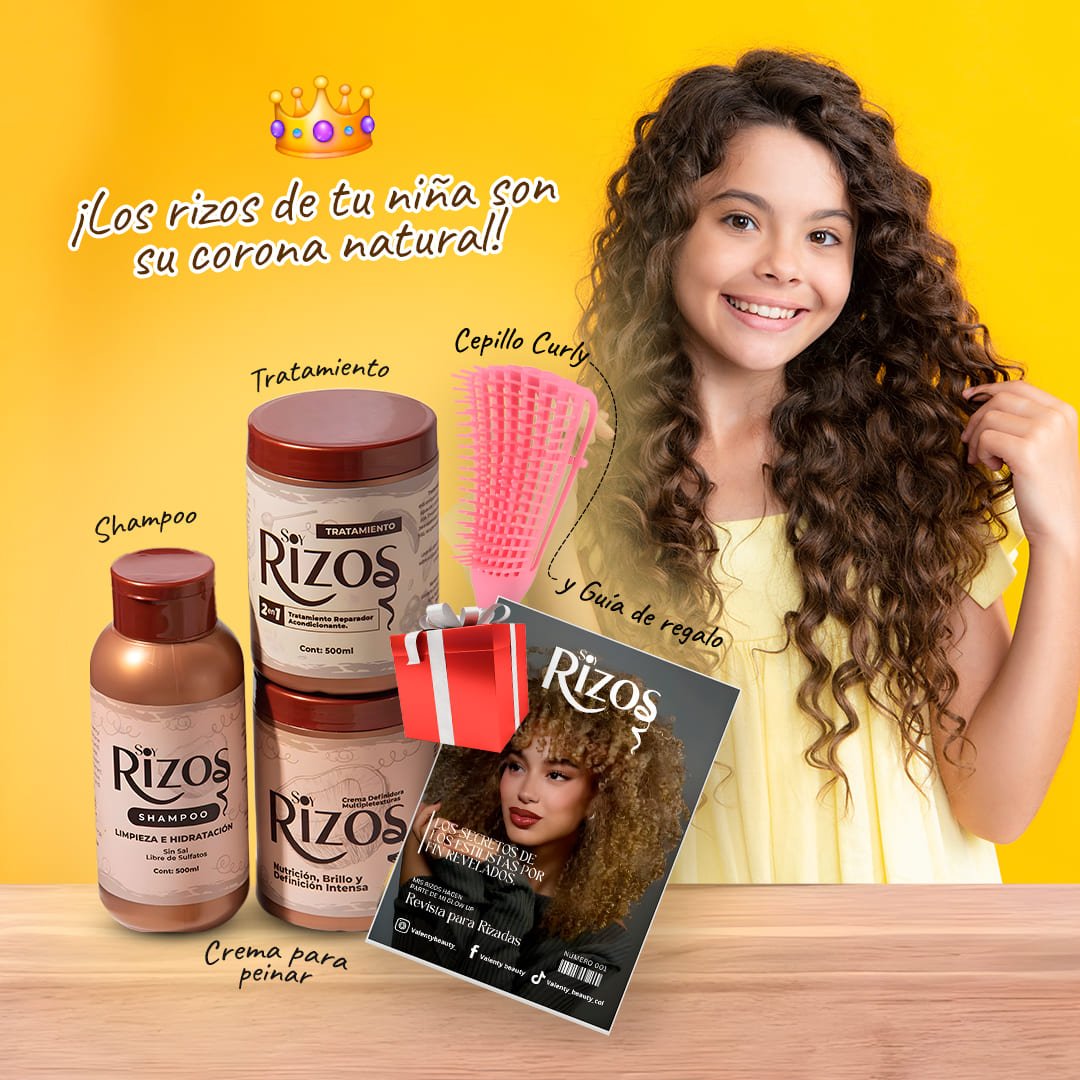 Kit Soy Rizos para niñas: Shampoo, Acondicionador y Crema + REGALO 🎁✨
