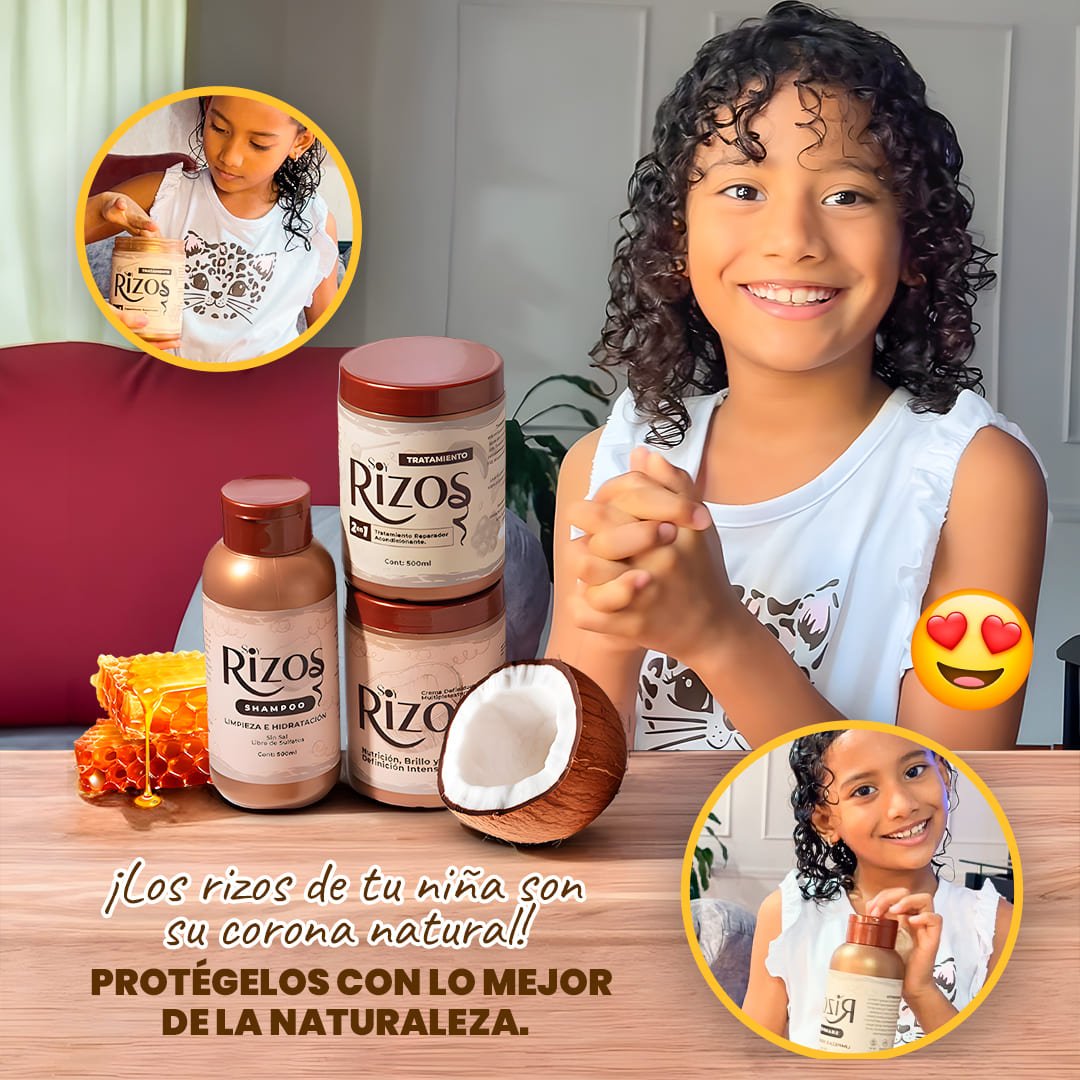 Kit Soy Rizos para niñas: Shampoo, Acondicionador y Crema + REGALO 🎁✨